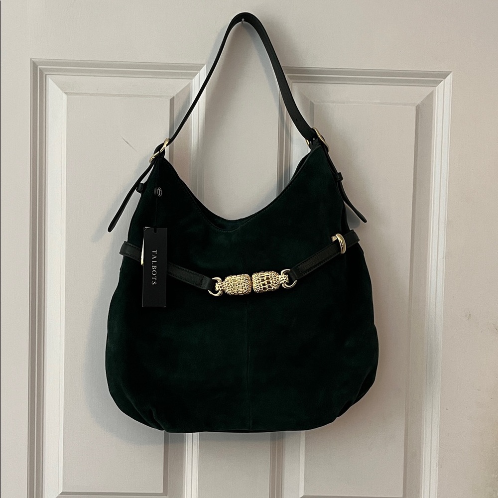 Talbots Dark Green Suede Hobo Bag